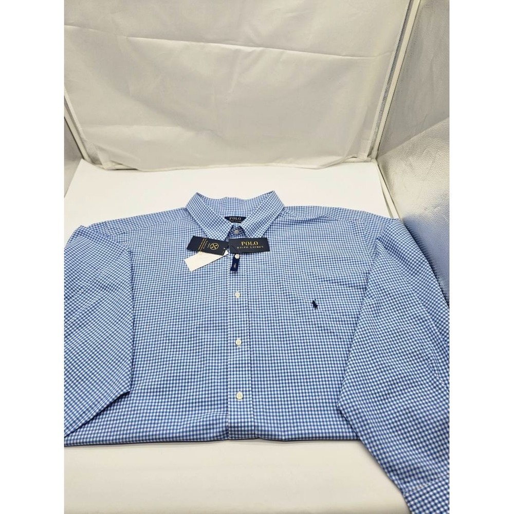 Polo Ralph Lauren Men 4XB Button Down Shirt Blue White Gingham Check NWT